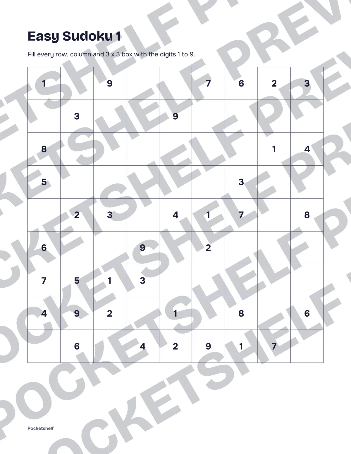 Easy sudoku puzzle number 1 with a 9 by 9 grid